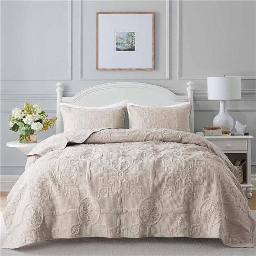 Quilt California Cal King Size Bedding Sets with Pillow Shams, Boho Oversized